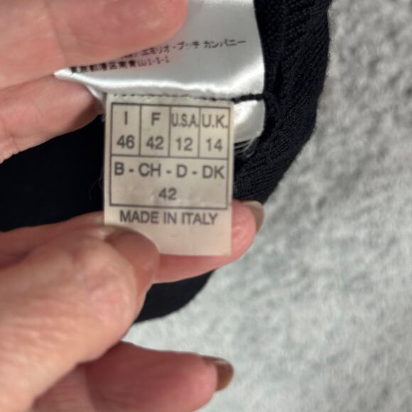 Emilio Pucci Black Virgin Wool Pullover Top Size 12 - Picture 8 of 11